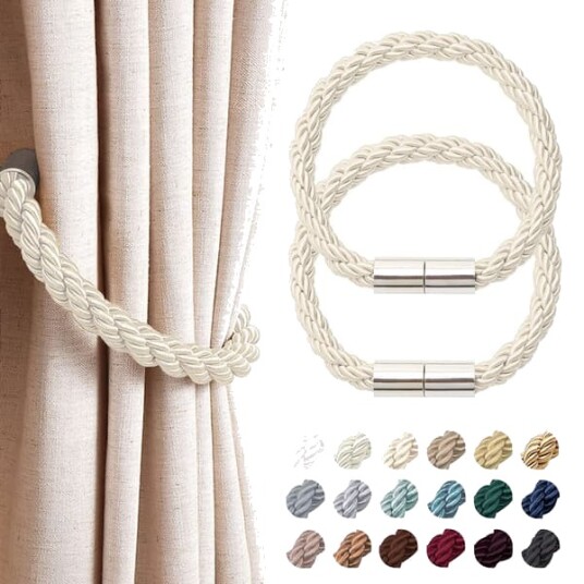 2 pakning sterke magnetiske gardinholdere enkle gardinholdere tau gardinholdere for tynne eller tykke gardiner til hjem og kontor beige
