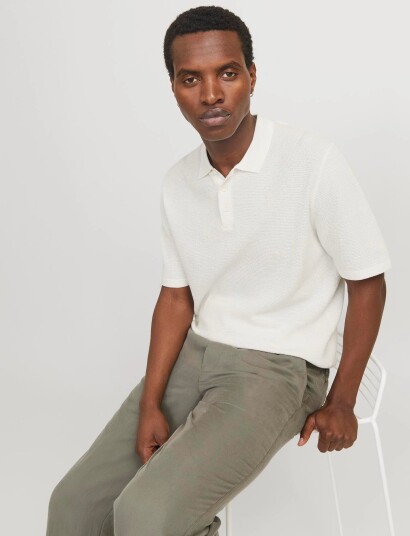 Jack & Jones Jjegeorge Knit Polo Ss Sn White XL