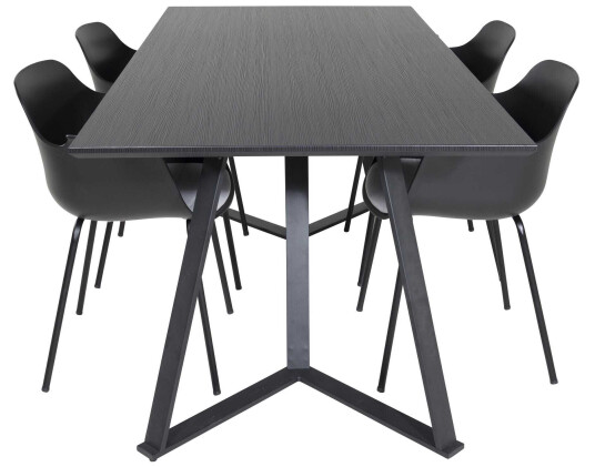 Venture Design Marina & Comfort spisegruppe Svart/svart 4 st stoler & bord 180 x 90 cm