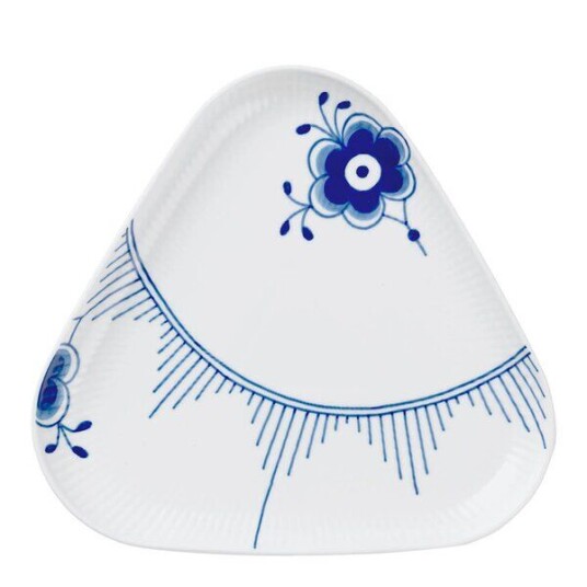 Royal Copenhagen - Blå Mega Riflet trekantet fat 23 cm