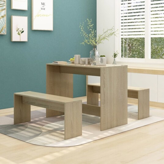 vidaXL Spisestue 3 deler sonoma eik sponplate