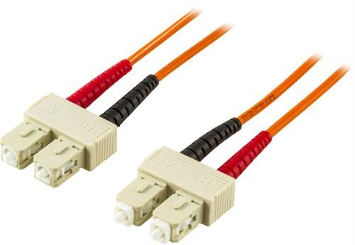 Deltaco 10m Fiberkabel SC-SC Duplex OM1 Multimode Oransje