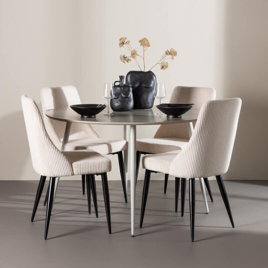 Spisegruppe Venture Home Plaza Ø120 med 4 stk Leone Stoler