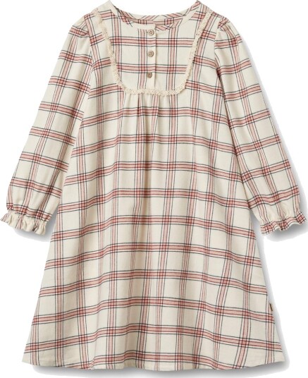 Wheat Nightgown Gudrun Eggshell Check (104 / 4 år)