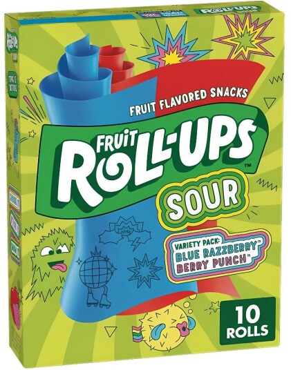 Fruit Roll Ups Sour   Vingummiruller med Sure Bærsmaker 141 gram USA Import