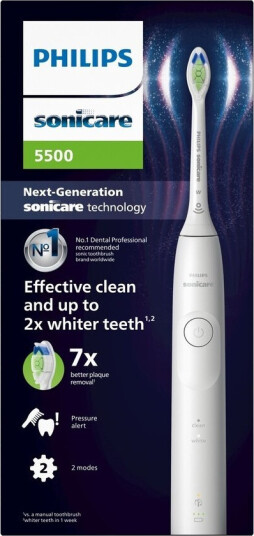 Philips Sonicare 5500 Elektrisk Tannbørste med Trykksensor Hvit Philips Sonicare 5500 Elektrisk Tannbørste med Trykksensor Hvit
