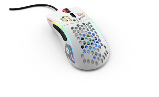 Glorious Model D- (Small) - Matte White - Gaming mus - Optisk - 6 - Hvit med RGB lys