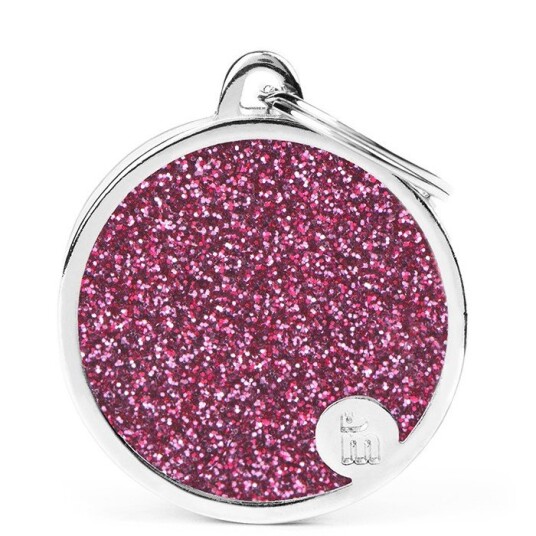 Myfamily Shine Circle Glitter Id Tag Rosa