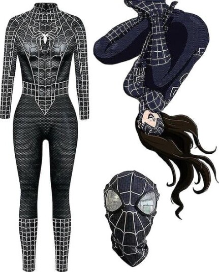 Halloween Svart Spandex Superheltkostyme til Dame Y