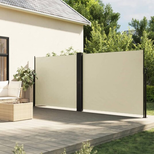 Uttrekkbar sidemarkise 160x1200 cm kremhvit 4004820