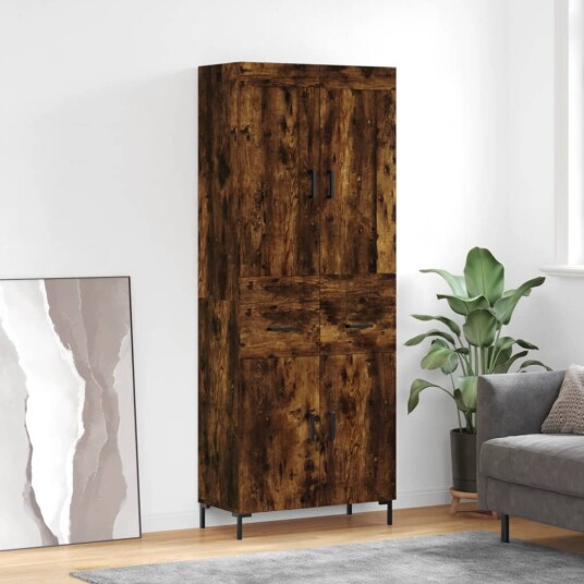 Highboard røkt eik 69,5x34x180 cm konstruert tre Highboard røkt eik 69,5x34x180 cm konstruert tre