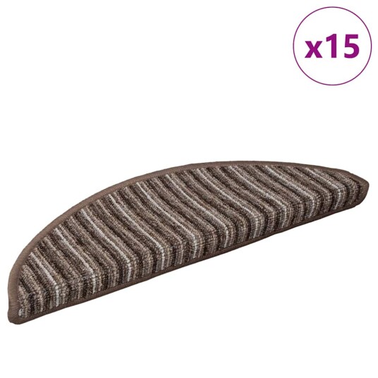  Selvlimende trappematter 15 pcs Brun 56 x 17 x 3 cm