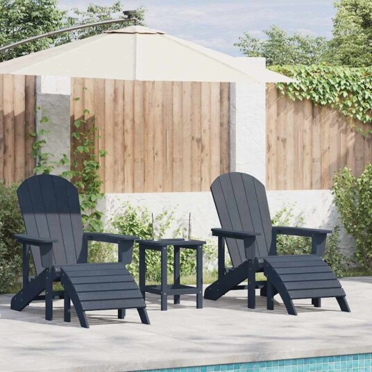 Adirondack Stoler med Fotstøtte 2 stk Navy Blå HDPE