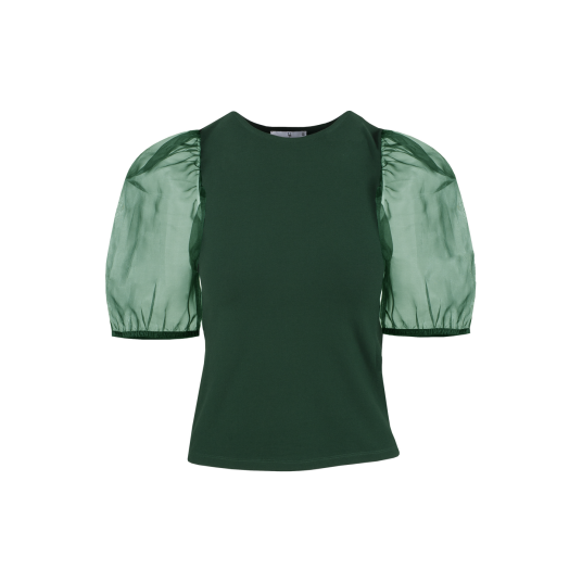 Celeste Top Eden Green S Puffed organza top
