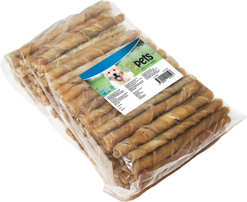 2 Pets Tyggepinne Vridde 12 cm 100 stk - Hundesnacks av Råhud
