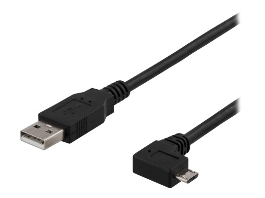 Deltaco Vinklet USB 2.0 Kabel 2 m Micro-USB Grå