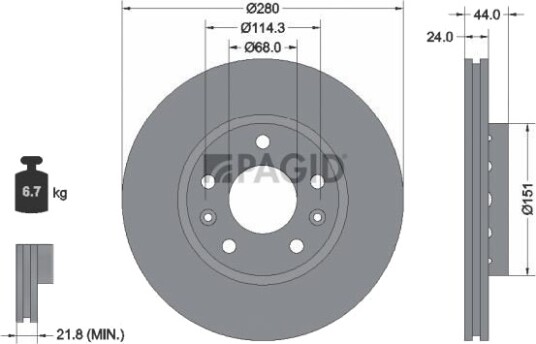 PAGID 54955NC Bremseskive