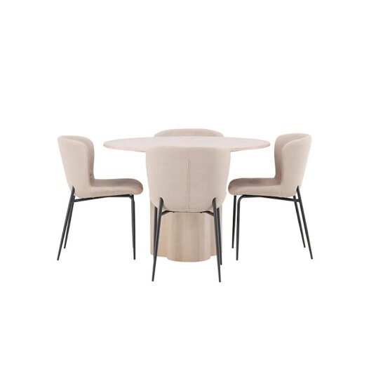 Spisegruppe Venture Home Olivia med 4 Modesto Stoler Natur