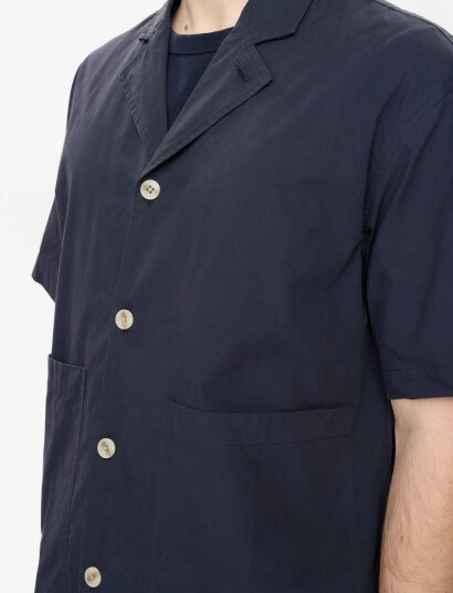 Anerkjendt Akotto Cotton Poplin Ss Overshirt   Navy   S