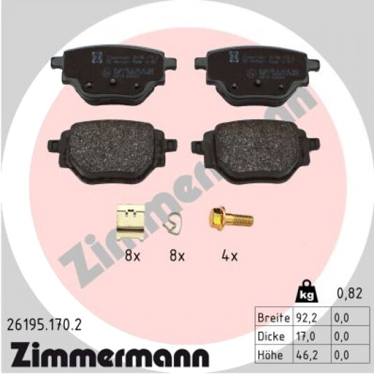 Bremseklosser sett ZIMMERMANN 26195.170.2