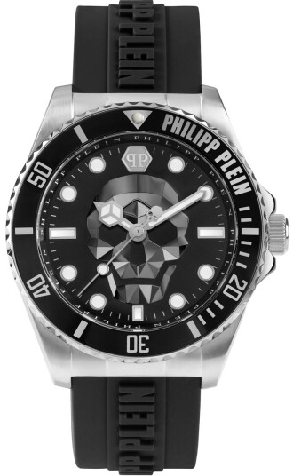 Philipp Plein Herreklokke PWOAA0122 The Skull Sort/Gummi Ø44 mm