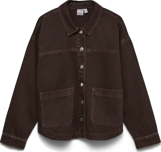 Vero Moda Vmjamie Ls Denim Shacket Mix Ga Noos Brown L