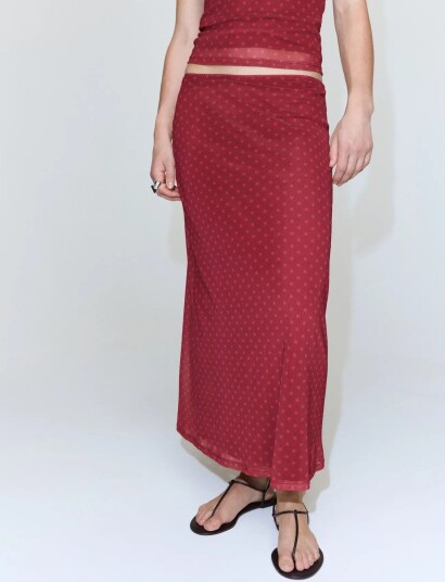Mango Polka Dot Tulle Skirt Red S Mango Polka Dot Tulle Skirt Red S