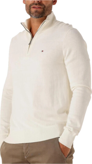 Tommy Hilfiger Pima Org Ctn Cashmere Zip Mock Cream S