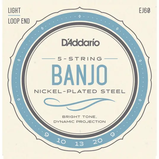 DAddario EJ60 5 String Banjo Strings Nickel Light 9-20 DAddario EJ60 5 String Banjo Strings Nickel Light 9-20