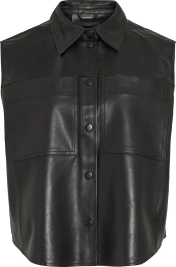 ROUGE EDIT Roucarson Leather Vest   Black   36