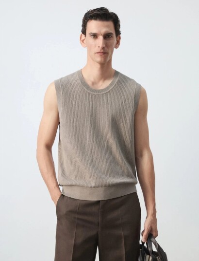 Mango Fine Knit Gilet Brown M