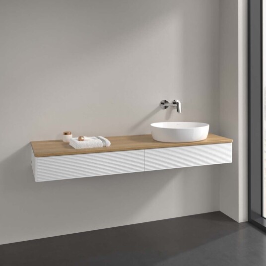 Villeroy & Boch Antao Servantskap med 2 skuffer 160x50x19 cm m/lys Hvit Matt/Eik