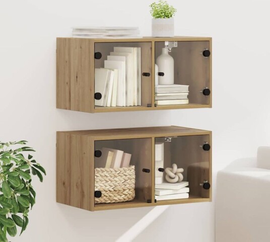 Vegghotell 2 pcs Artisan Eik 68 x 37 x 35 cm Konstruert tre Vegghotell 2 pcs Artisan Eik 68 x 37 x 35 cm Konstruert tre