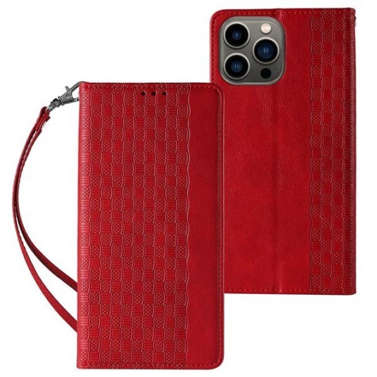 Hurtel Magnet Strap Case for Samsung Galaxy S23+ Flip Wallet Mini Lanyard Stand Red