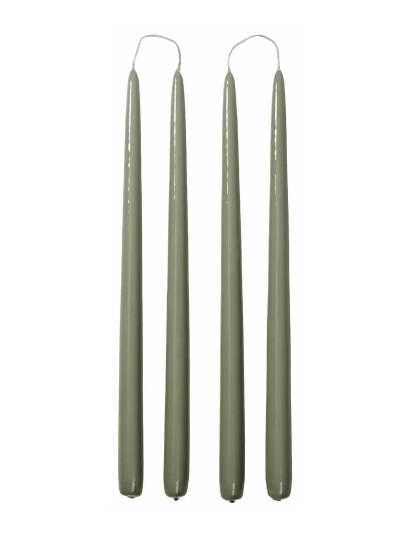 Broste Copenhagen Smooth Taper Candle Khaki green H 38CM Broste Copenhagen Smooth Taper Candle Khaki green H 38CM