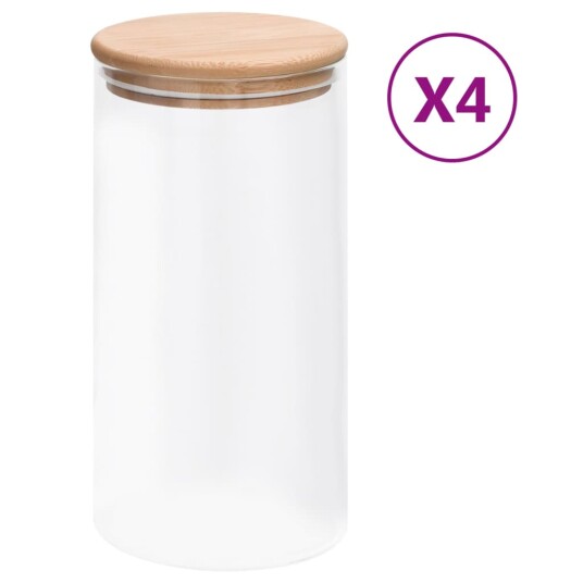 Glasskrukker med bambuslokk 4 stk 1200 ml 150705 Glasskrukker med bambuslokk 4 stk 1200 ml 150705