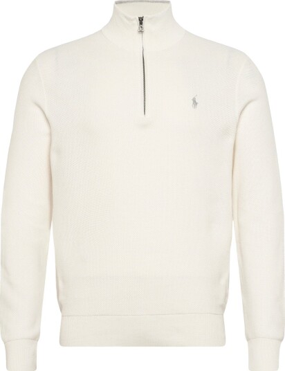 Polo Ralph Lauren Mesh Knit Cotton Quarter Zip Sweater Cream M Polo Ralph Lauren Mesh Knit Cotton Quarter Zip Sweater Cream M