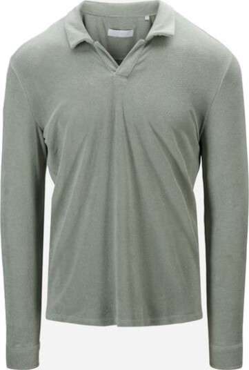 Cermino Riviera Terry Polo Long Sleeve - Mint Green Grønn L