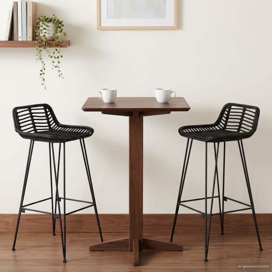 vidaXL Barstol 2 pcs Svart 44 x 46 x 91 cm Rattan og Stål vidaXL Barstol 2 pcs Svart 44 x 46 x 91 cm Rattan og Stål