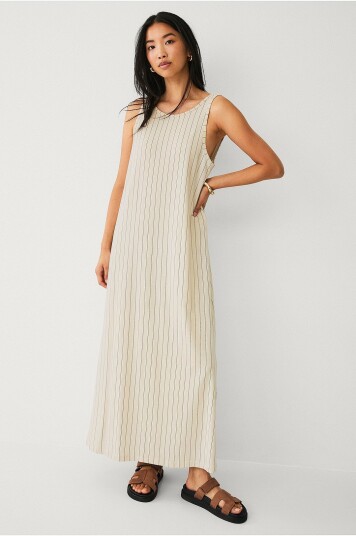 Selected Femme Maxikjole slfAnola SL Low Back Ankle Dress Beige