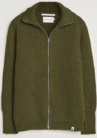 Peregrine Fisherman Merino Zip Cardigan Olive