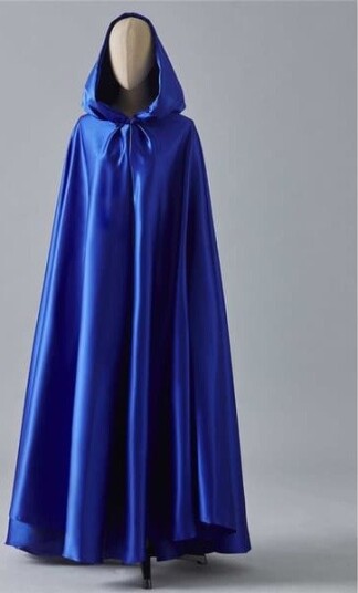 Halloween Lang Satengkappe med Hette Blå 170 cm