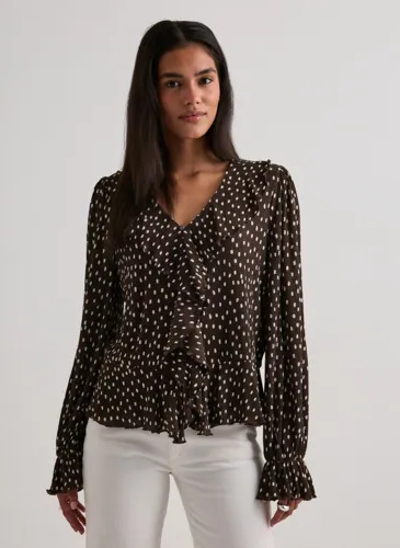 Only Brun Onlkafie L/S Frill Top Wvn