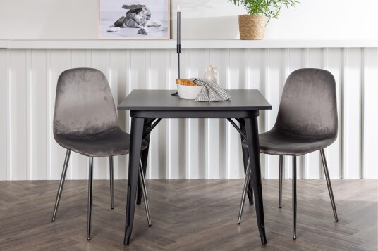 Venture Home Tempe Matgruppe 80 cm Rektangulær med 2 Eva stoler Sort