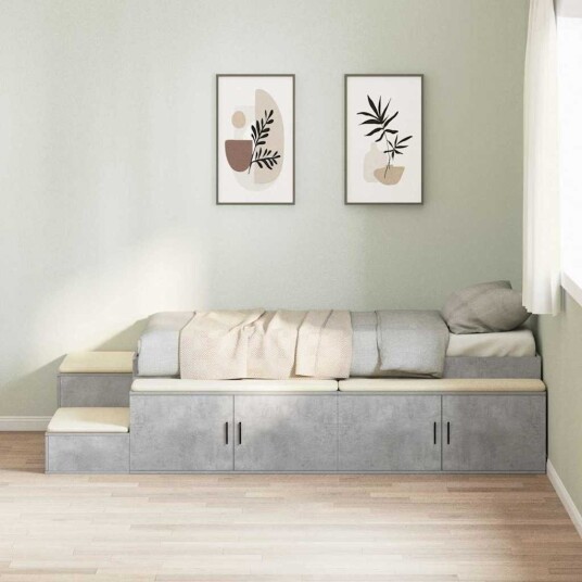 Senge ramme i lagringsplass Betonggrå 80x200 cm