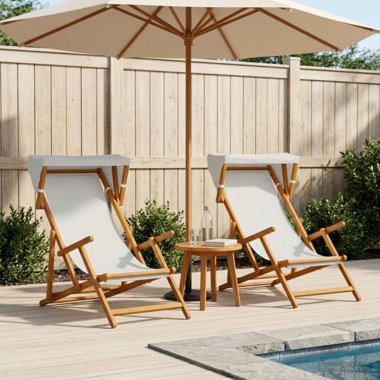 vidaXL Hage Stol 2 pcs 3 Posisjon Solid Eucalyptus Tre Krem