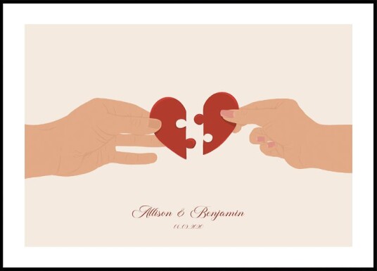The Missing Piece of Us Two halves of a Heart Personalized Plakat Plakat / 100x150cm