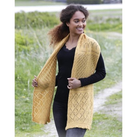 Dreamy Daffodil by DROPS Design Halstørklæde Strikkeoppskrift 156x35 cm