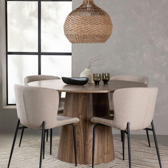 Spisegruppe Venture Home Lanzo Ø120 cm med 4 stk Modesto Stoler