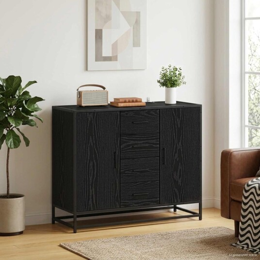 vidaXL Serviesskap Svart eik 92 x 35 x 76 cm Konstruert tre